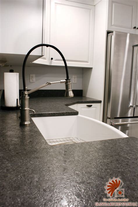 steel gray granite countertops with white cabinets|steel gray leathered granite countertop.